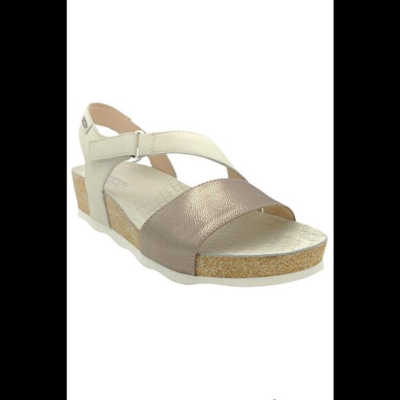 Pikolinos Leather Ankle Strap Sandals Mahon Stone - Medium - Picture 2 of 5